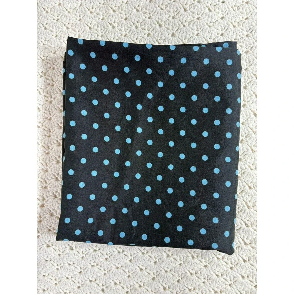 Fabric Vintage Dacron Polyester Black Blue Polka Dot 4 Yds 42